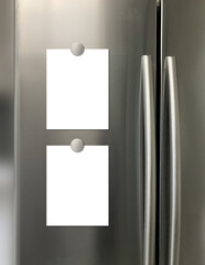 stainless steel refrigerator mockup with magnetic posters