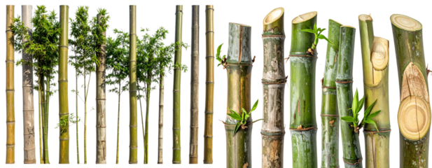 Decorative Bamboo Arrangement with Different Sizes Isolated on Transparent Background PNG