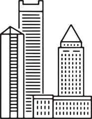 Obraz premium Detailed City Buildings Outline Vector Illustration for Architecture Presentation