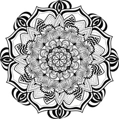Black and White Floral Mandala