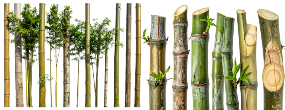  Decorative Bamboo Arrangement with Different Sizes Isolated on Transparent Background PNG