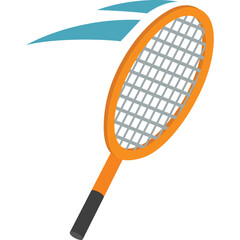 Orange Tennis Racquet With Blue Abstract Motion Lines On A Transparent Background Sport Equipment Recreation Activity