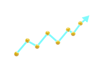Isolated stock market trending arrow pointing upward, growth trajectory and optimism shown