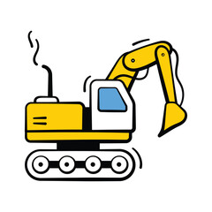 Excavator icon representing heavy construction machinery and industrial transport