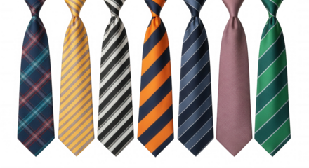 Assorted Neckties Collection isolated on a transparent background