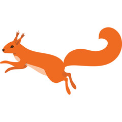 Orange Squirrel Leaping Mid Air Isolated on Transparent Background Vibrant Fur Detailed and Agile Creature in Motion Dynamic Pose Capturing Natural Movement