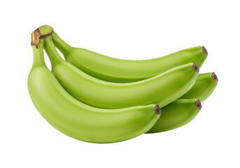 Isolated cluster of fresh green unripe plantain bananas ready for cooking with starch © Aline