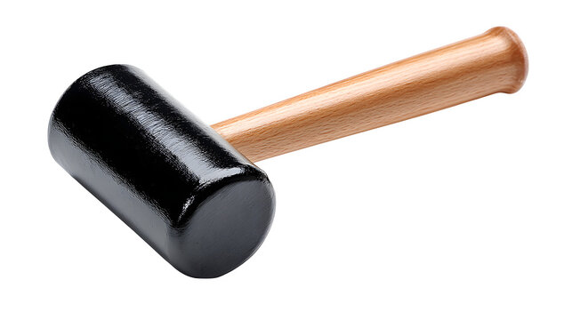 Rubber mallet with black head, isolated on white background