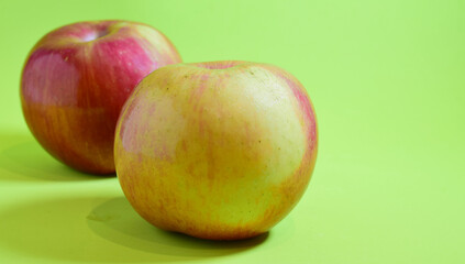close up, yellow and red apples