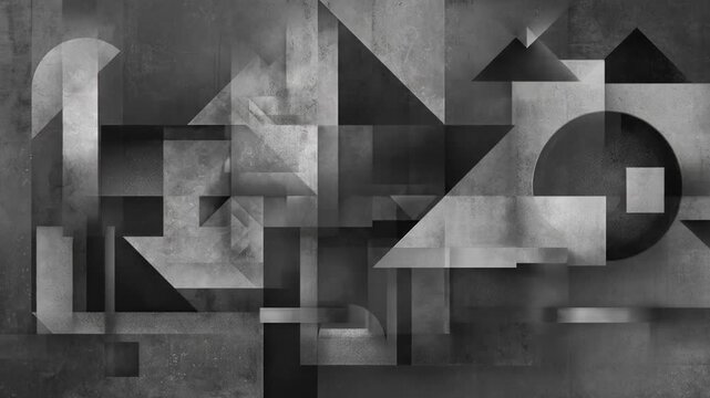Abstract geometric composition in grayscale with textured background