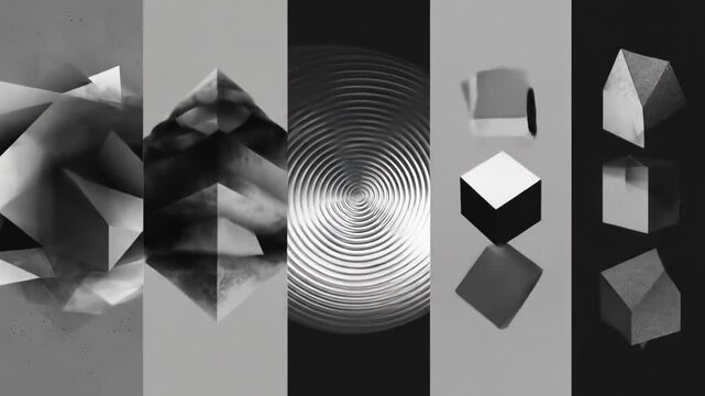 Abstract geometric shapes in grayscale for modern design and visuals