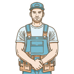 Sleek Carpenter Line Art Design