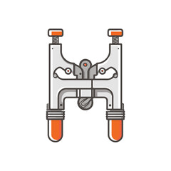 Sleek Line Drawings of Clamp in Flat Design