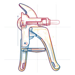 Sleek Line Art Clamp in Vector Style