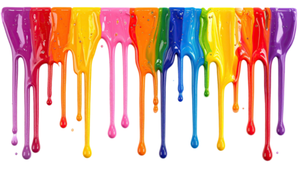 Dripping rainbow paint colors isolated on a black background