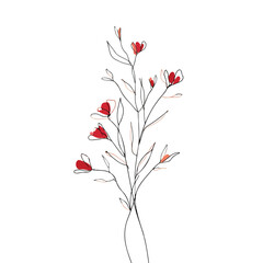 Elegant Wildflower Sprigs in Simplified Line Art