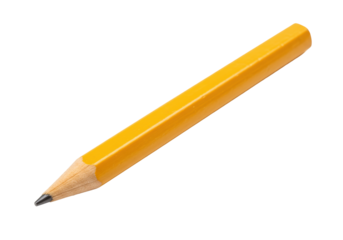 Isolated yellow-painted pencil, graphite point sharpened, writing instrument for school or office