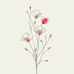 Elegant Wildflower Sprigs Line Art Design
