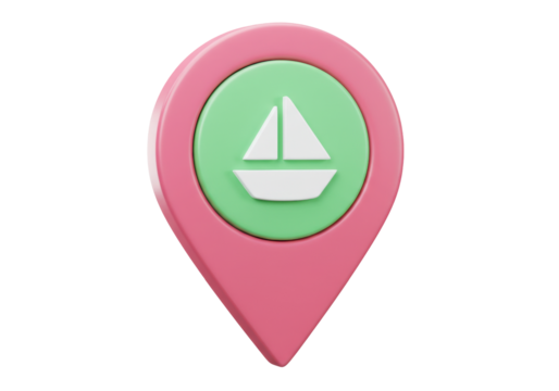 Isolated map pointer for boats, yachts navigation, marina or harbor location services apps