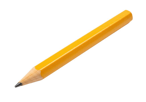 Isolated yellow-painted pencil, graphite point sharpened, writing instrument for school or office