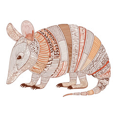 Sleek Armadillo Outline in Vector Art