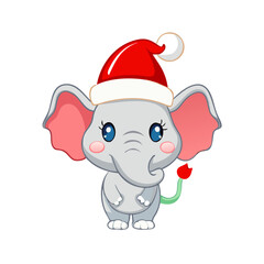 Fototapeta premium elephant with santa hat