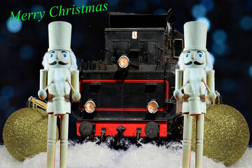 Christmas Train Sky Ornaments and drummers
Shining baubles and train under a dark  Christmas sky.
