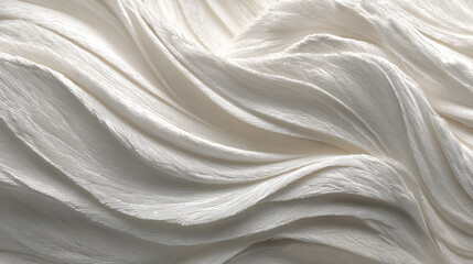 Obraz premium Closeup white feathers background for calm concept. Beautiful texture of white fabric waves creating a soft and elegant feel.