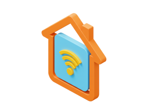 Isolated home wireless network sign featuring smart home WiFi signal for connectivity