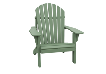 Isolated light green Adirondack chair for outdoor seating, on display ready for relaxation