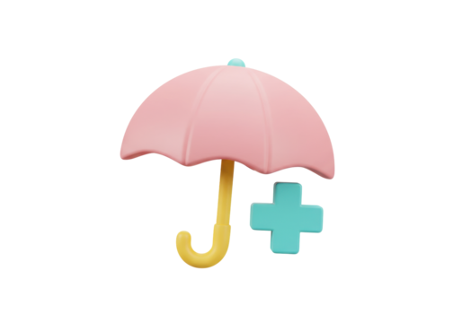 Isolated umbrella with a cross symbol offering healthcare coverage and insurance services