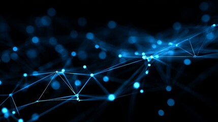 Futuristic network connection with glowing blue nodes and lines conveying innovation and the future of technology for modern designs and concepts