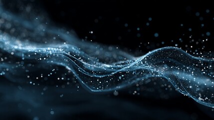 Dynamic abstract network with flowing blue lines and sparkling bokeh lights, perfect for modern technology or science themes, creating a stunning digital background