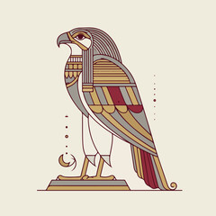 Elegant Horus Line Art Illustration Vector