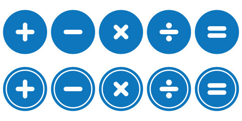 Calculator, math icon. Plus, minus, multiply, equal and divide icon design. Calculation and Mathematical sign symbol icon. Addition, subtraction, multiplication, division, equal sign, icon symbol.