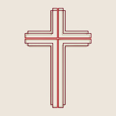 Elegant Cross Line Art Vector Illustration