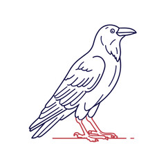 Sleek Crow Line Art Illustration