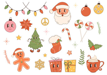 Groovy Christmas Vector Set