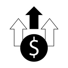 Money Dollar Up Arrow, Growth Finance Graphic