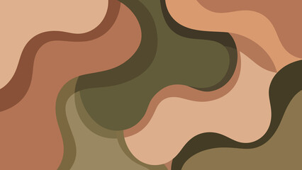 Abstract background with wavy shapes in brown and olive green colors