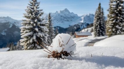 A winter forest scene with pine and fir trees blanketed in snow