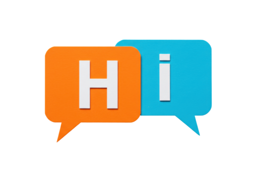 Isolated speech bubbles with greetings for communication and connection metaphor concept