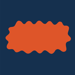 Cartoon vector illustration of an orange shape with uneven edges, symbolizing spontaneity as energy and playfulness in design against dark background