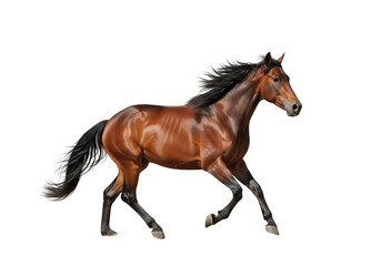 Fototapeta premium Brown horse running gallop isolated on transparent background