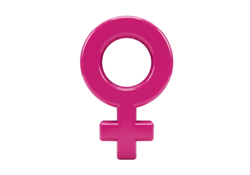 Isolated Female Gender Symbol in Hot Pink Indicating Women's Health and Sexual Orientation