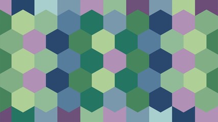 Colorful hexagon pattern with green and blue shades for backgrounds