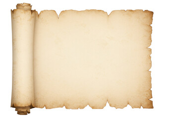 Isolated parchment scroll, vintage paper design element for antique map, document or diploma