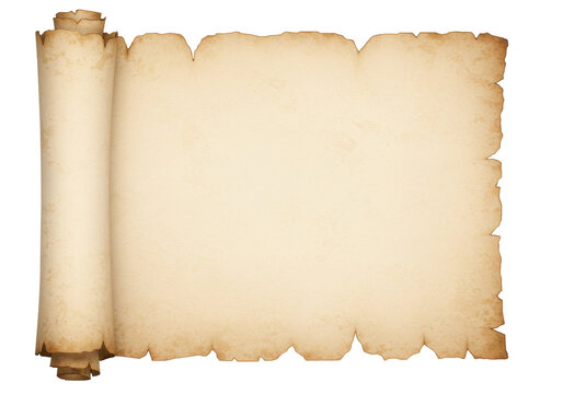 Isolated parchment scroll, vintage paper design element for antique map, document or diploma