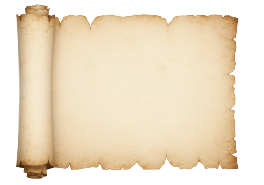 Isolated parchment scroll, vintage paper design element for antique map, document or diploma