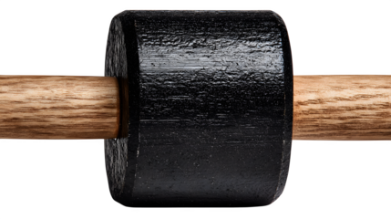 Close-up of rubber mallet and black rubber head, isolated on transparent background